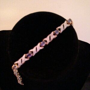FAS Gold Vermeil Sterling Silver Tanzanite XO Kisses Hugs Tennis Bracelet 7in
